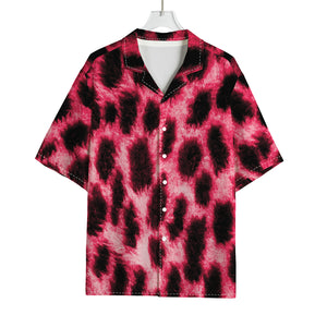 Hot Pink And Black Cheetah Print Rayon Hawaiian Shirt