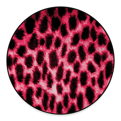 Hot Pink And Black Cheetah Print Round Floor Mat