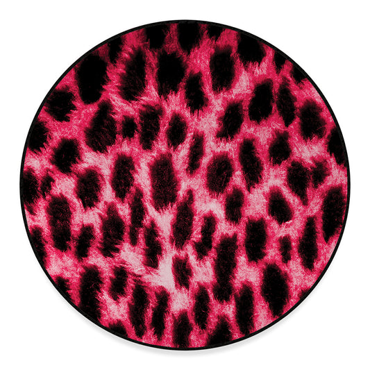 Hot Pink And Black Cheetah Print Round Floor Mat