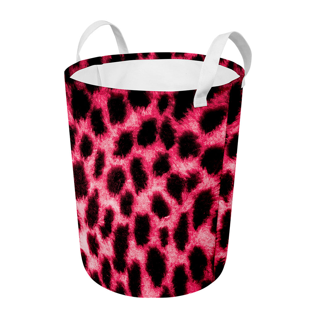 Hot Pink And Black Cheetah Print Round Laundry Basket