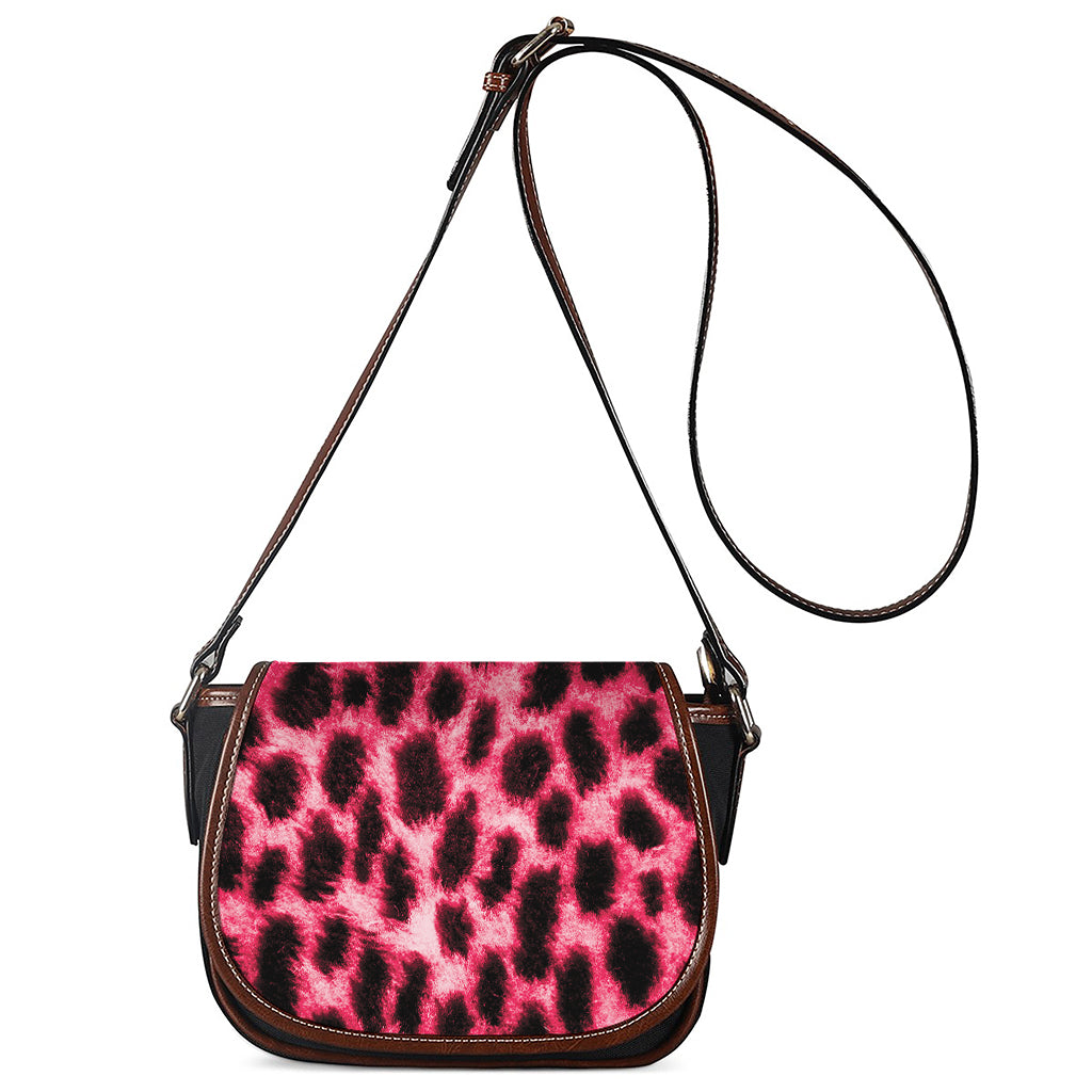 Hot Pink And Black Cheetah Print Saddle Bag