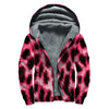 Hot Pink And Black Cheetah Print Sherpa Lined Zip Up Hoodie