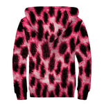 Hot Pink And Black Cheetah Print Sherpa Lined Zip Up Hoodie