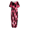 Hot Pink And Black Cheetah Print Short Sleeve Long Nightdress