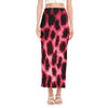 Hot Pink And Black Cheetah Print Side Slit Maxi Skirt