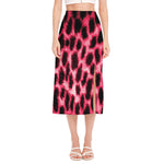 Hot Pink And Black Cheetah Print Side Slit Midi Skirt