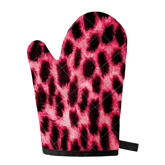 Hot Pink And Black Cheetah Print Single Oven Mitt