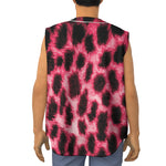 Hot Pink And Black Cheetah Print Sleeveless Baseball Jersey