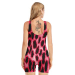 Hot Pink And Black Cheetah Print Sleeveless One Piece Swimsuit