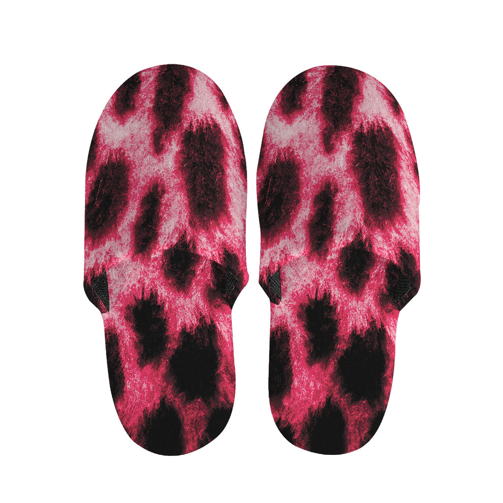 Hot Pink And Black Cheetah Print Slippers