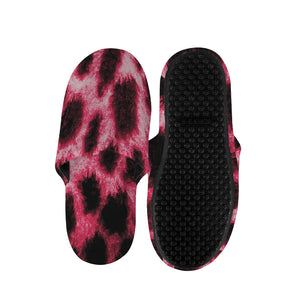 Hot Pink And Black Cheetah Print Slippers