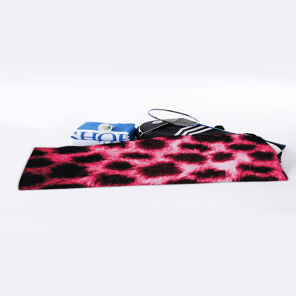 Hot Pink And Black Cheetah Print Sports Towel