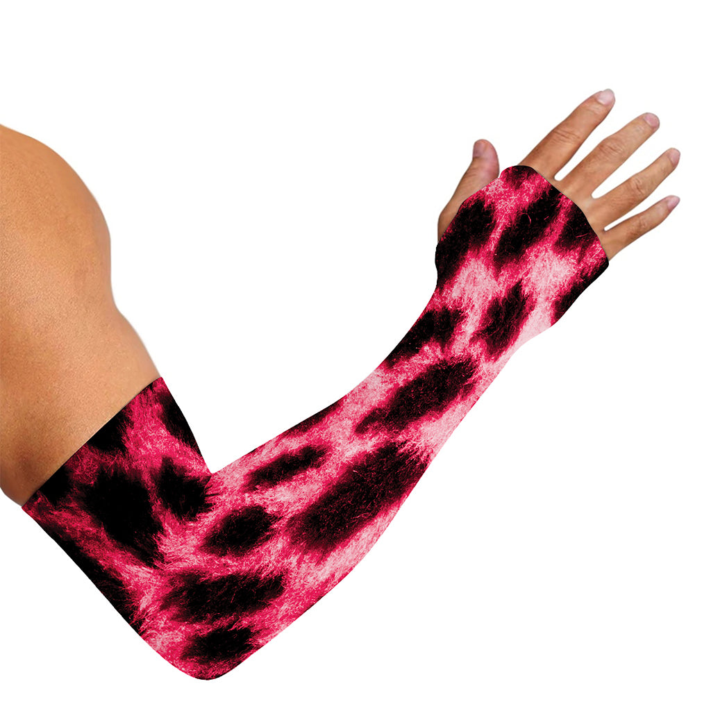 Hot Pink And Black Cheetah Print Sun Protection Arm Sleeves