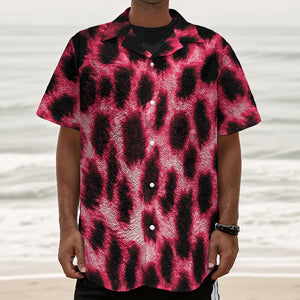 Hot Pink And Black Cheetah Print Textured Short Sleeve Shirt