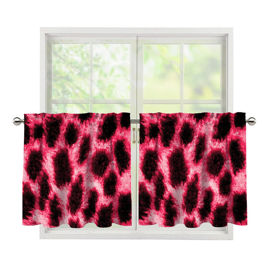 Hot Pink And Black Cheetah Print Tier Curtains