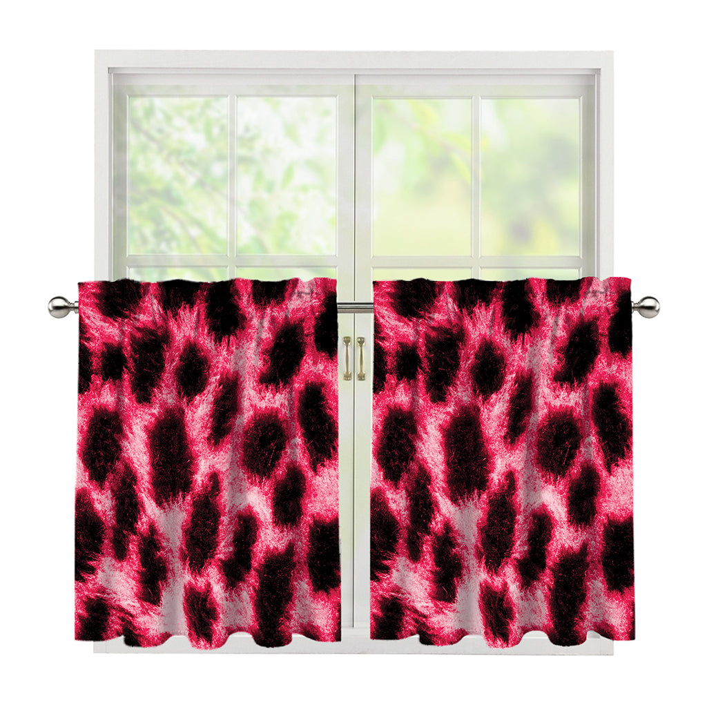 Hot Pink And Black Cheetah Print Tier Curtains