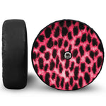Hot Pink And Black Cheetah Print Tire Cover With Camera Hole