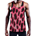 Hot Pink And Black Cheetah Print Men's Workout Tank Top