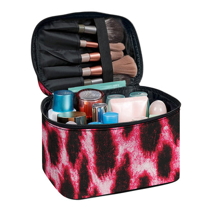 Hot Pink And Black Cheetah Print Travel Makeup Bag