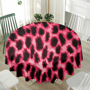 Hot Pink And Black Cheetah Print Waterproof Round Tablecloth