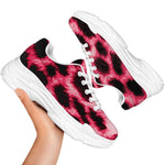 Hot Pink And Black Cheetah Print White Chunky Shoes