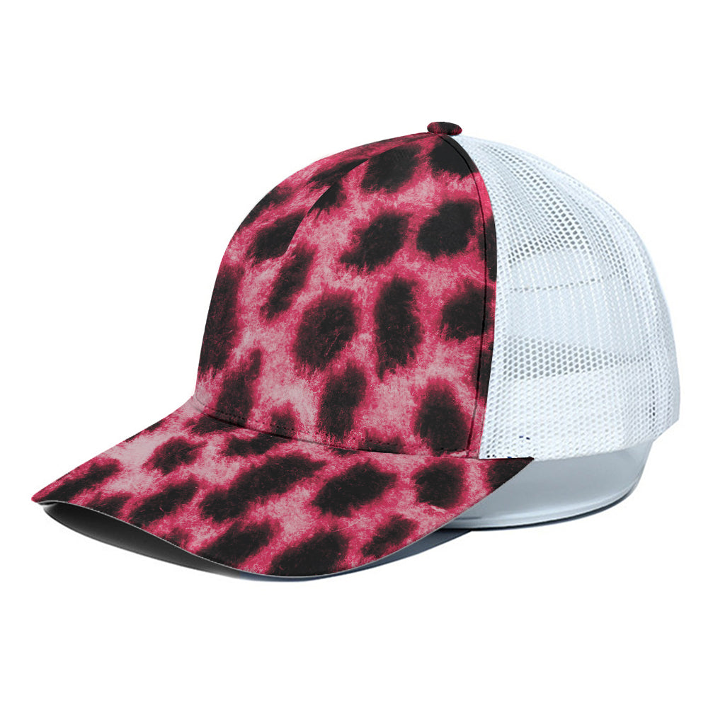 Hot Pink And Black Cheetah Print White Mesh Trucker Cap