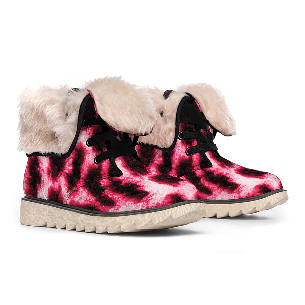 Hot Pink And Black Cheetah Print Winter Boots