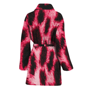 Hot Pink And Black Cheetah Print Women's Bathrobe