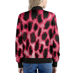 Hot Pink And Black Cheetah Print Women's Bomber Jacket