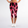 Hot Pink And Black Cheetah Print Women's Capri Leggings