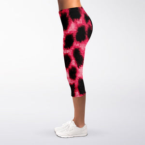 Hot Pink And Black Cheetah Print Women's Capri Leggings