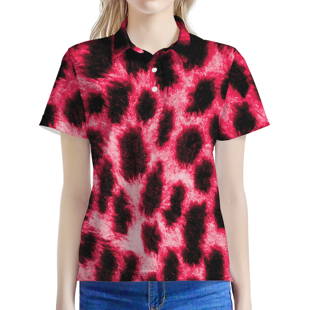 Hot Pink And Black Cheetah Print Women's Polo Shirt