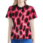 Hot Pink And Black Cheetah Print Women's Polo Shirt