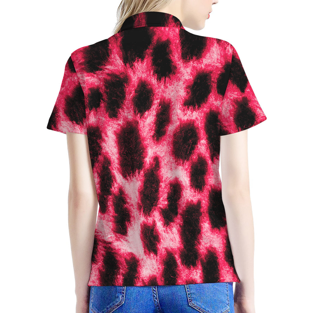 Hot Pink And Black Cheetah Print Women's Polo Shirt