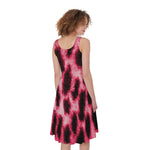 Hot Pink And Black Cheetah Print Women's Sleeveless Dress