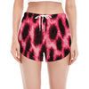 Hot Pink And Black Cheetah Print Women's Split Running Shorts