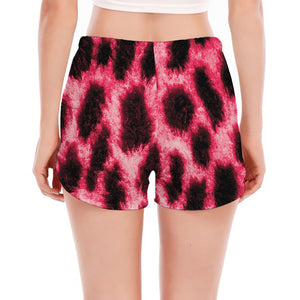 Hot Pink And Black Cheetah Print Women's Split Running Shorts