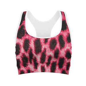 Hot Pink And Black Cheetah Print Women's Sports Bra