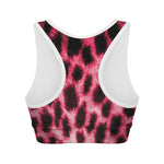 Hot Pink And Black Cheetah Print Women's Sports Bra