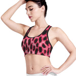 Hot Pink And Black Cheetah Print Women's Sports Bra