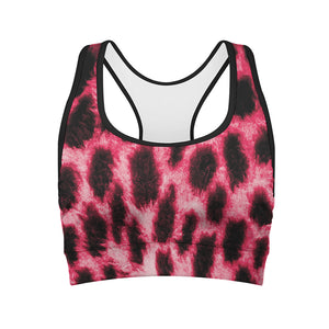 Hot Pink And Black Cheetah Print Women's Sports Bra