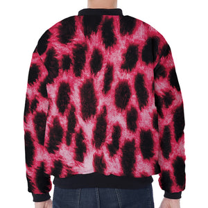 Hot Pink And Black Cheetah Print Zip Sleeve Bomber Jacket