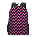 Hot Pink And Black Chevron Pattern Print 17 Inch Backpack