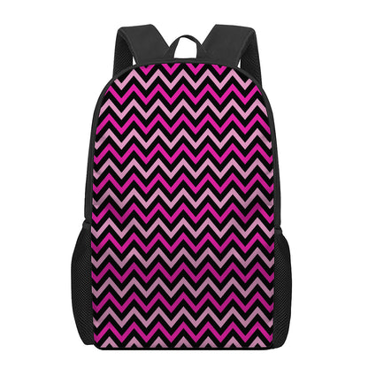 Hot Pink And Black Chevron Pattern Print 17 Inch Backpack