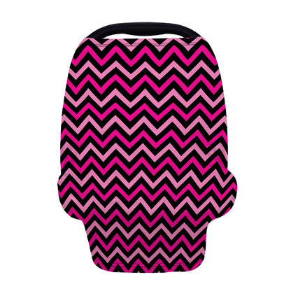 Hot Pink And Black Chevron Pattern Print Baby Seat Cover
