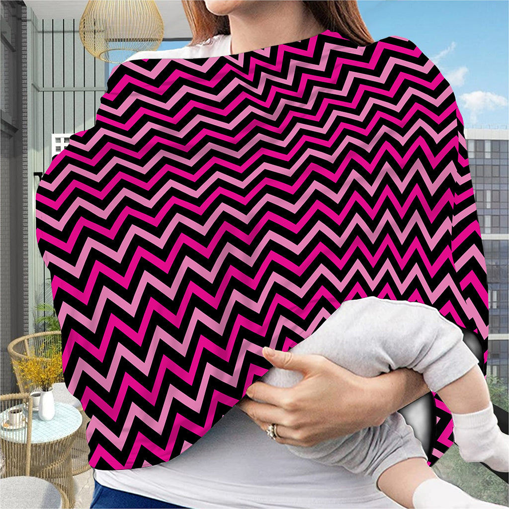Hot Pink And Black Chevron Pattern Print Baby Seat Cover