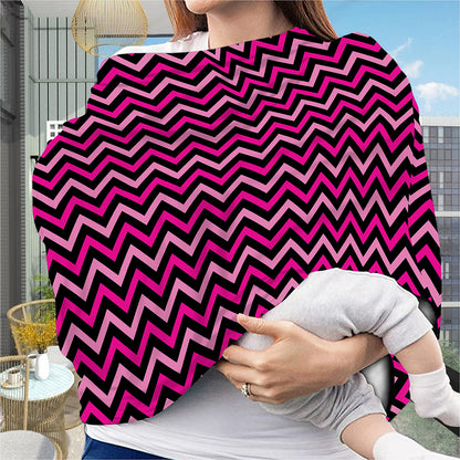 Hot Pink And Black Chevron Pattern Print Baby Seat Cover