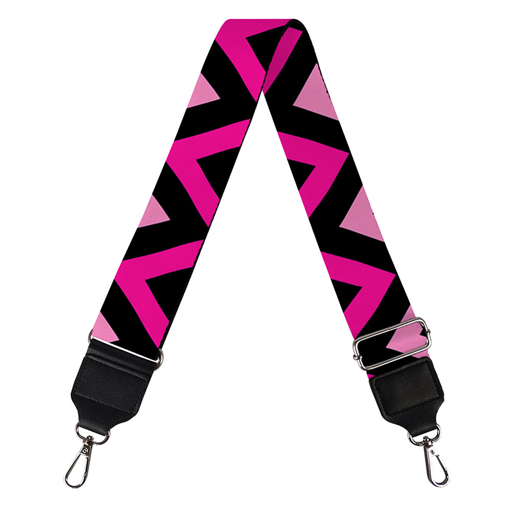Hot Pink And Black Chevron Pattern Print Bag Strap