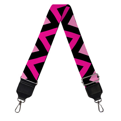 Hot Pink And Black Chevron Pattern Print Bag Strap