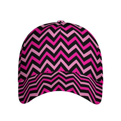 Hot Pink And Black Chevron Pattern Print Baseball Cap